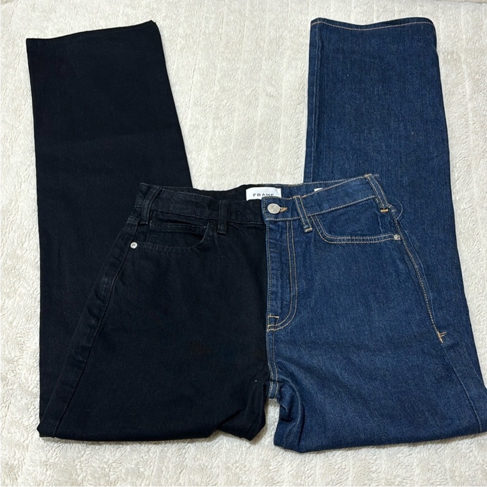 Frame Two-Tone Half Black Half Blue Jeans
